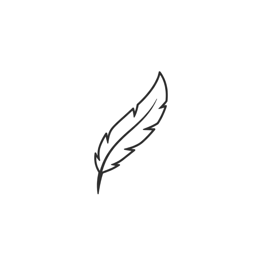 Minimal line icon of a feather or soft flowing curve representing comfort, clean outline style, soft rounded edges, modern wellness aesthetic, monochrome, no background